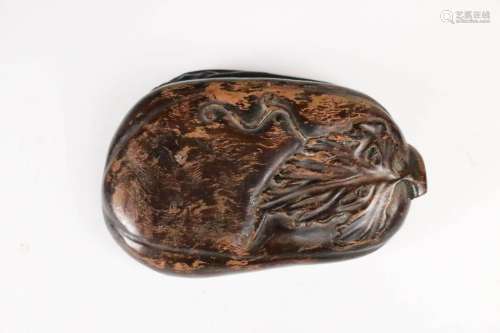 AN INK STONE WITH FITTED WOOD CASE, QING