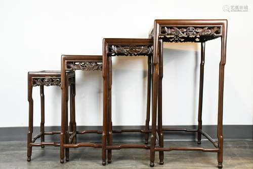 A GROUP OF FOUR PIECES SUANZHI NESTING TABLES.