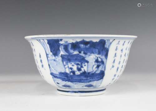 A BLUE AND WHITE POETRY BOWL KANGXI