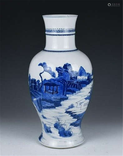 A BLUE AND WHITE GUANYIN VASE KANGXI PERIOD