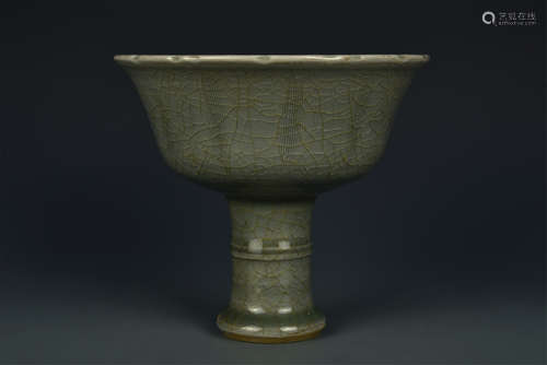 LONGQUAN CELADON STEM0CUP MING DYNASTY