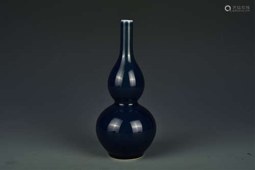 BLUE GLAZED GOURD SHAPED VASE QING DYNASTY