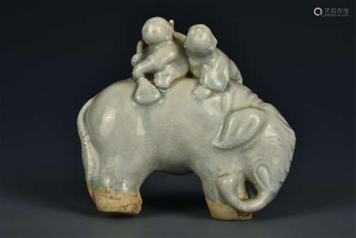 QINGBAI KIDS ON ELEPHANT POSSIBLY SONG DYNASTY
