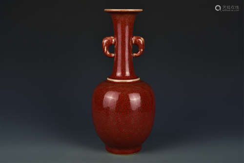 RED GLAZED VASE QING DYNASTY