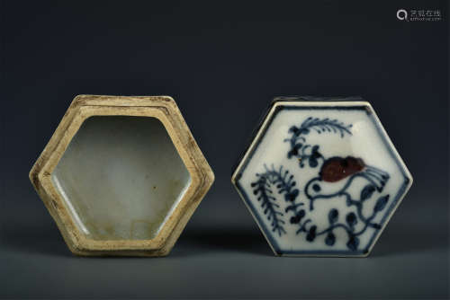 BLUE AND WHITE BOX QING DYNASTY
