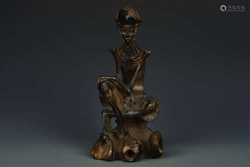 BRONZE SEATED ARHAT QING DYNASTY