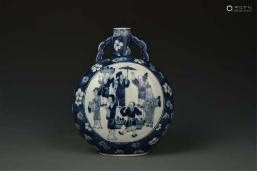 BLUE AND WHITE MOON FLASK QING DYNASTY