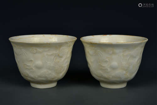 PAIR BLANC DE CHINE CUPS MING DYNASTY