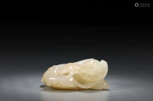 A Chinese Hetian Jade Carved Lion Ornament