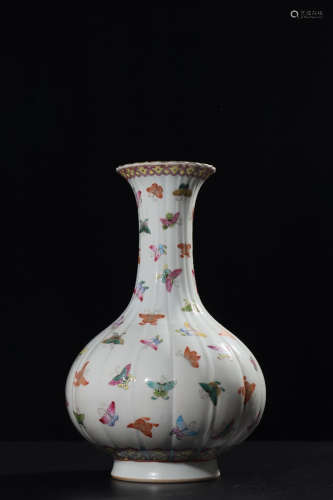 A Chinese Famille Rose Butterfly Painted Porcelain Vase
