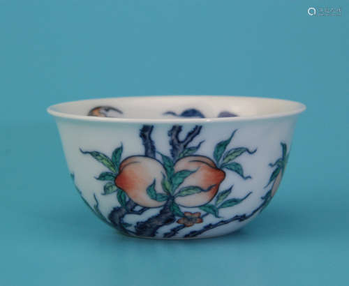 A Chinese Doucai Peach Painted Porcelain Cup