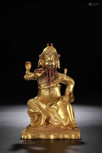 A Chinese Gild Bronze Statue of The Duke Guan