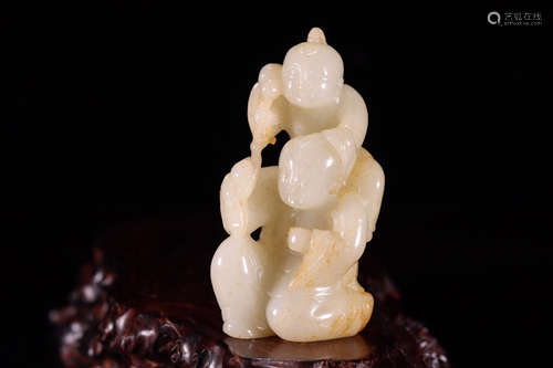 A Chinese Hetian Jade Carved Figure Ornament