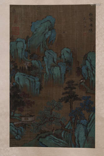 A Chinese Painting Silk Scroll, Liu Songnian Mark