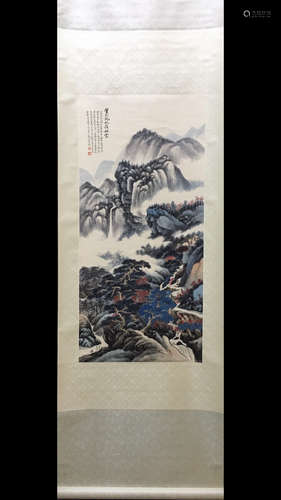 A Chinese Landscape Painting Scroll, Wu Hufan Mark