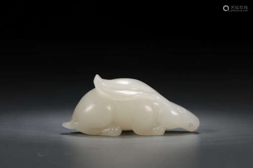 A Chinese Hetian Jade Carved Rabbit Ornament