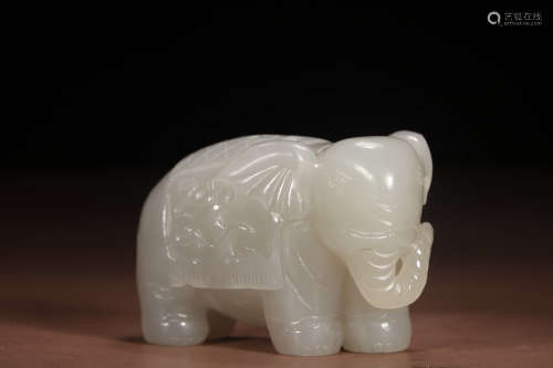 A Chinese Hetian Jade Carved Elephant Incense inserted