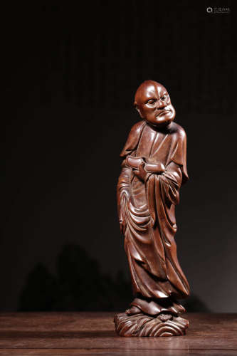 A Chinese Boxwood Carved Arhat Ornament