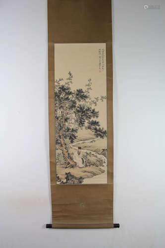 A Chinese Figures Painting Scroll, Chen Yunzhang Mark