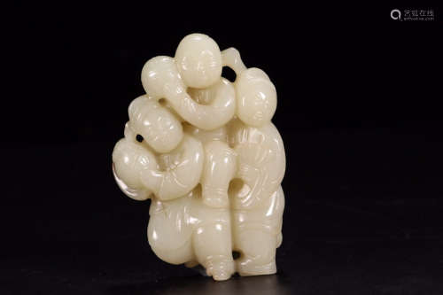 A Chinese Hetian Jade Carved Children Ornament