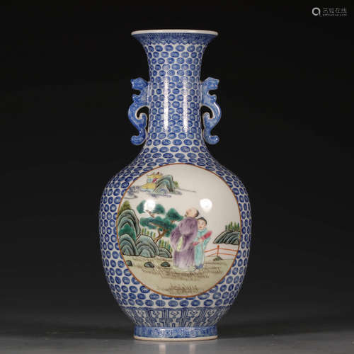 A Chinese Blue and White Figure Painted Porcelain Vase