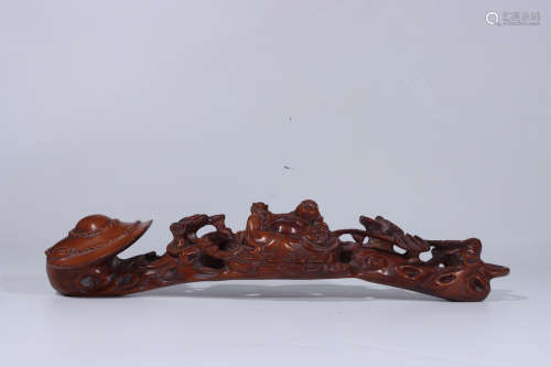 A Chinese Boxwood Carved Ruyi Ornament