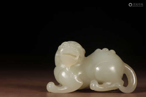 A Chinese Hetian Jade Carved Beast Ornament