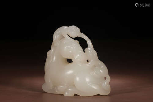 A Chinese Hetian Jade Carved Horse Ornament