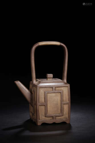 A Chinese Purple Sand Square Pot