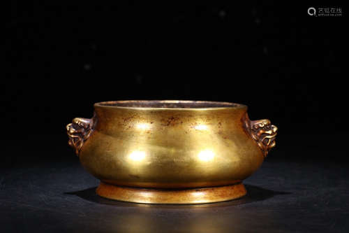 A Chinese Gild Copper Incense Burner