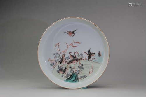 A Chinese Flower&Bird Pattern Porcelain Saucer