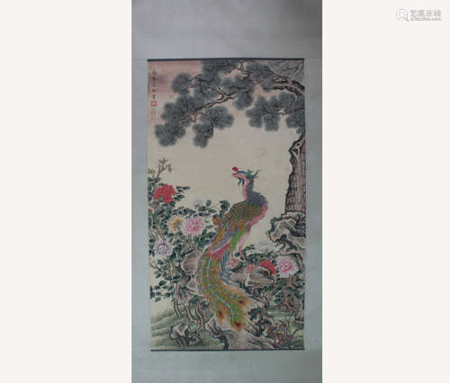 A Chinese Flower&bird Painting Scroll, Song Meiling Mark