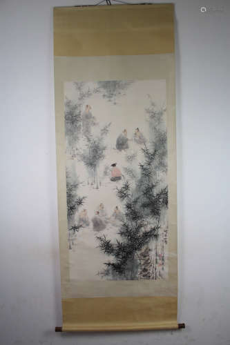 A Chinese Painting Scroll, Wang Mingming Mark