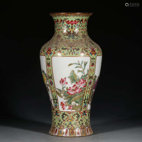 A Chinese Famille Rose Twine Lotus Pattern Porcelain Vase