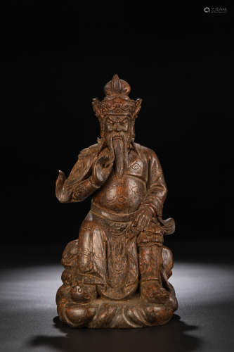 A Chinese Bamboo Carved Statue of The Duke Guan