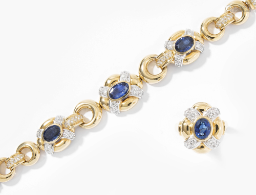 *Set: Saphir-Brillant-Ring und Bracelet