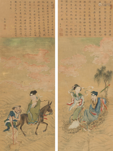 1 Paar Malereien, Hui Nian zugeschrieben