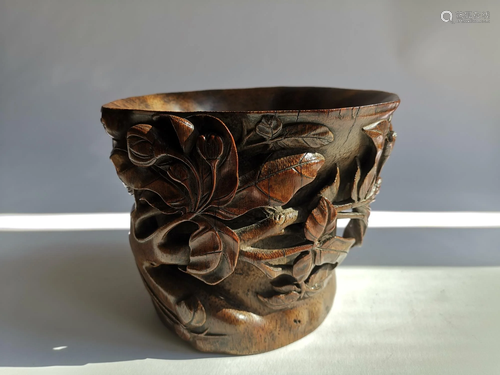 EXQUISITE BAMBOO CARVING LARGE CUP 17/18T…