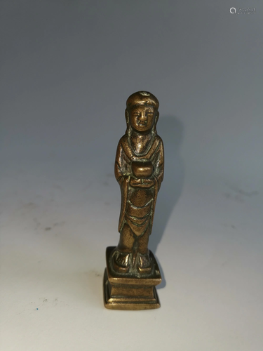 RARE LIAO DYNASTY BRONZE STANDING BUDDHA