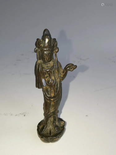 RARE TANG DYNASTY BRONZE STANDING GUANYIN