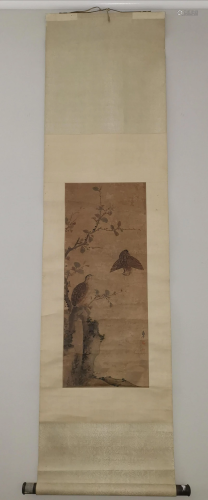 CHINESE FLOWER BIRD PAINTING HANGING SCROLL…