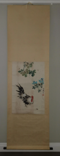 CHINESE COCK PAINTING HANGING SCROLL…