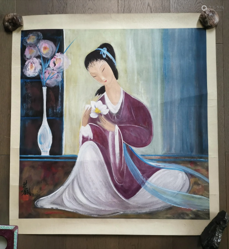 CHINESE BEAUTY PAINTING SIGNED BY ARTIST …