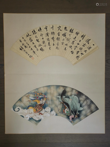 CHINESE FAN PAINTING AND CALLIGRAPHY SIGNED L…