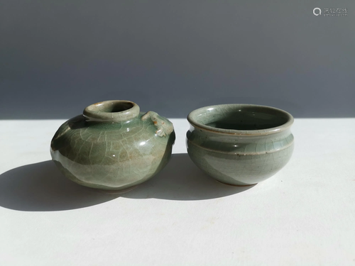 TWO LONGQUAN PORCELAIN WATER POT