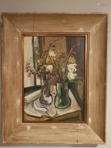 CHINESE OIL PAINTING STILL LIFE SIGNED BY ARTIST …