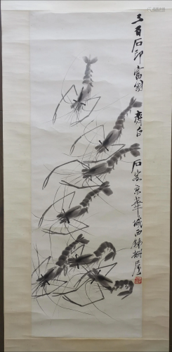 CHINESE SHRIMP PAINTING SCROLL SIGNED B…