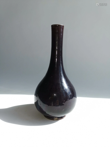 RARE QING DYNASTY EGGPLANT PURPLE GLAZED ZI…