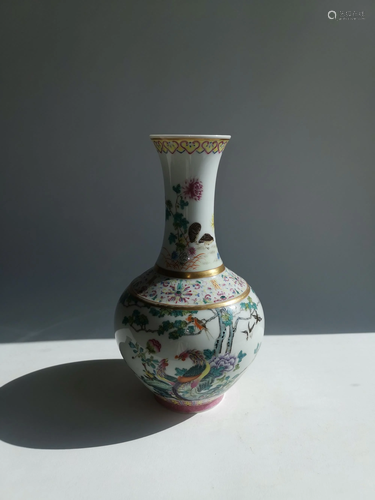 CHINESE FAMILLE ROSE PORCELAIN VASE TONGZHI …