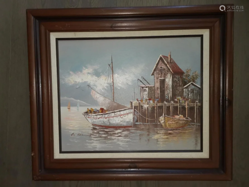 SEASCAPE OIL PAINTING SIGNED BY OS. Ea?